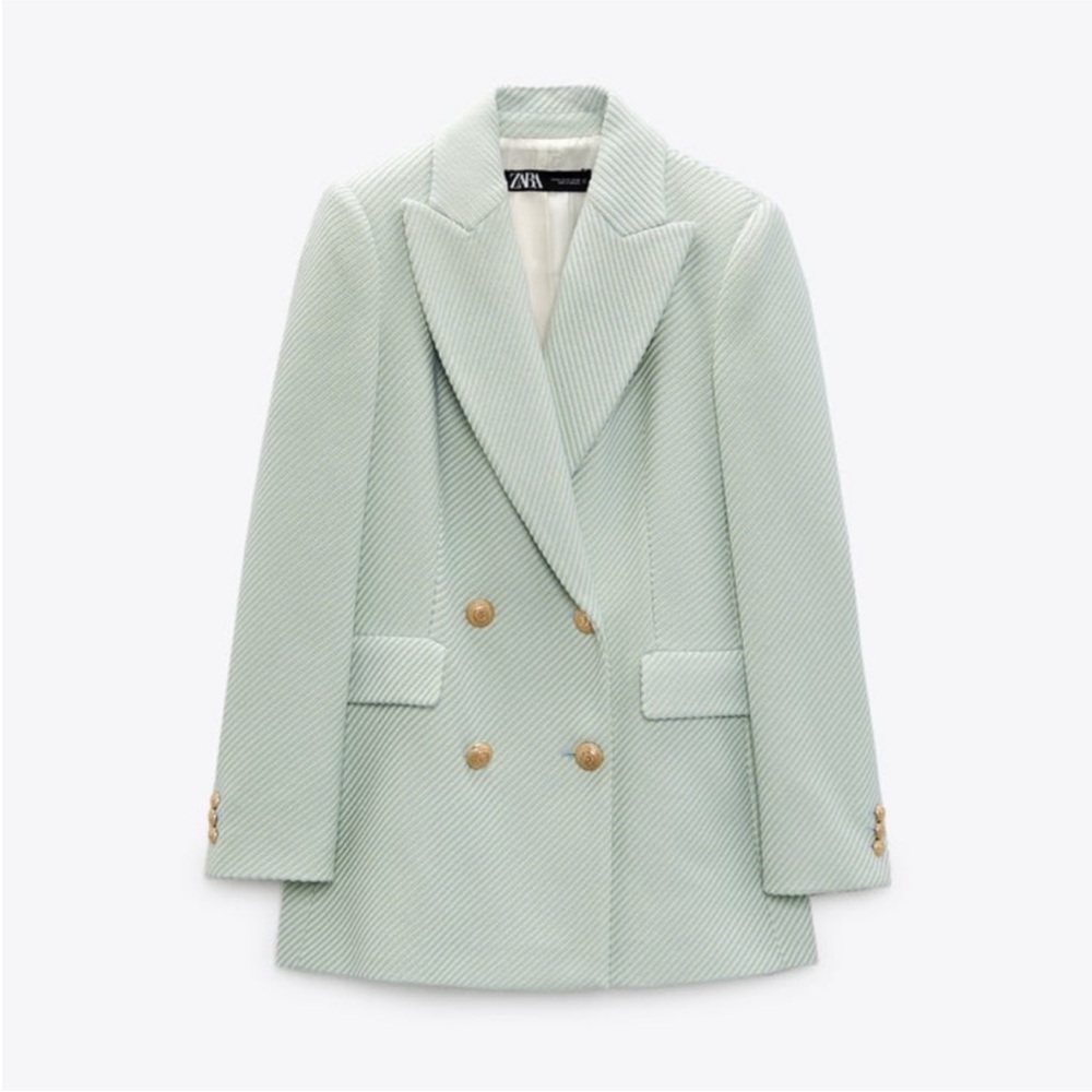 ZARA TEXTURED DOUBLE BREASTED BLAZER